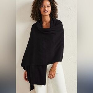 Garnet Hill Luxurious Black Cashmere Large Wrap One Size